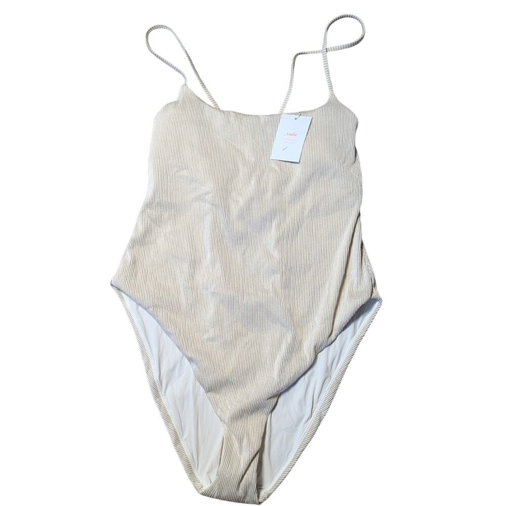 Andie Cream Ribbed One-Piece Swimsuit